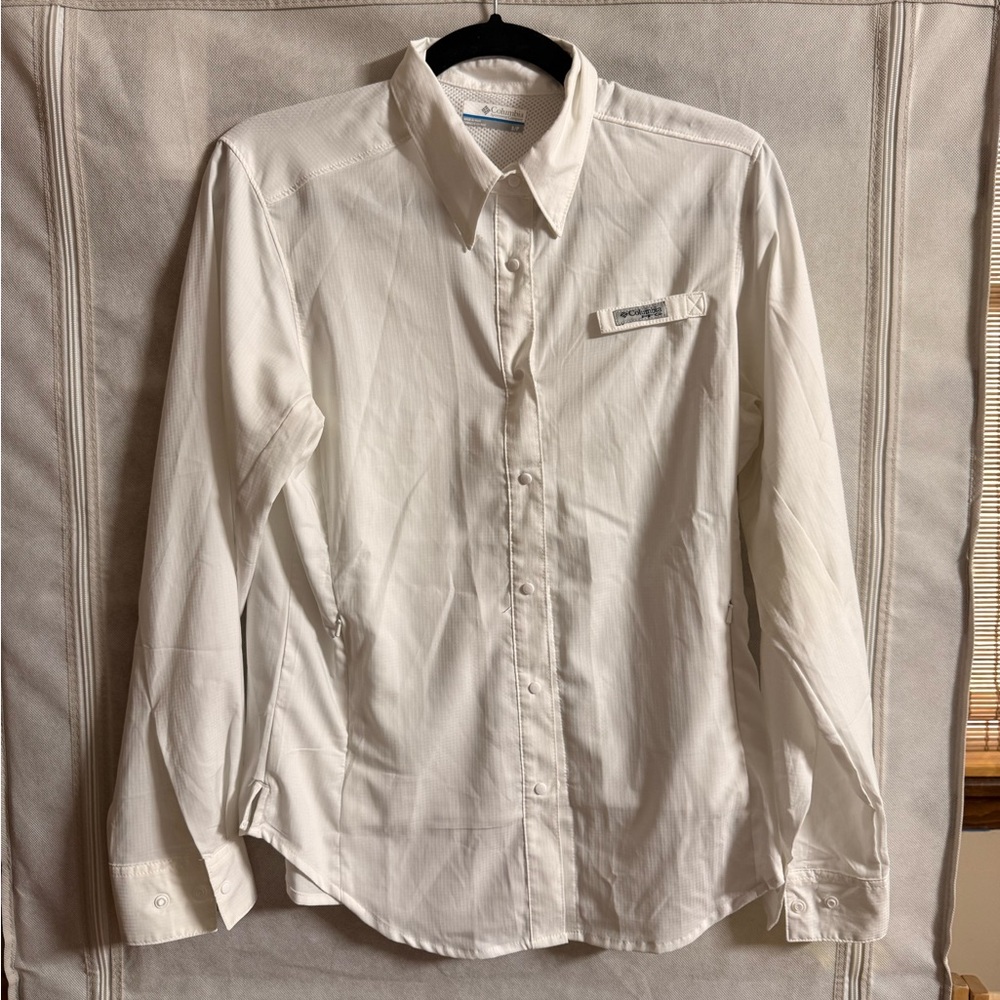 Columbia PFG Women's White Button-Down Long Sleeve Shirt Size Small
